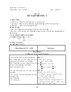 Giáo án Đại số 8 năm học 2011- 2012 Tiết 19: Ôn tập chương I