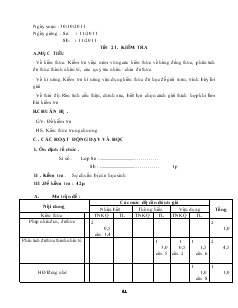 Giáo án Đại số 8 năm học 2011- 2012 Tiết 21: Kiểm Tra