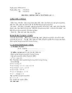 Giáo án Đại số 8 năm học 2011- 2012 Tiết 48: Phương trình chứa ẩn ở mẫu (tiết 1)