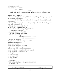 Giáo án Đại số 8 năm học 2011- 2012 Tiết 52: Giải bài toán bằng cách lập phương trình(tiếp)