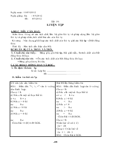 Giáo án Đại số 8 năm học 2011- 2012 Tiết 59: Luyện Tập