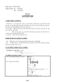 Giáo án Đại số 8 năm học 2011- 2012 Tiết 63: Luyện Tập