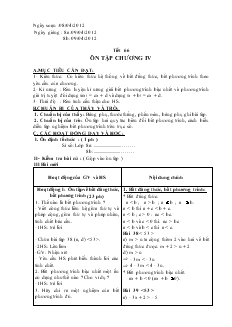 Giáo án Đại số 8 năm học 2011- 2012 Tiết 66 : Ôn tập chương IV