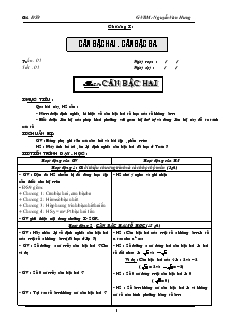 Giáo án Đại số 9 - chương 1: Căn bậc hai, căn bậc ba