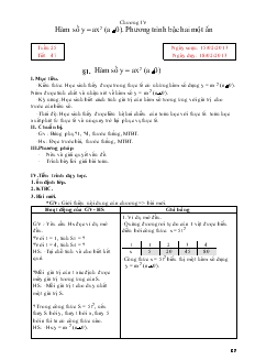 Giáo án Đại số 9 - Chương IV : Hàm số y = ax2 (a khác 0). Phương trình bậc hai một ẩn