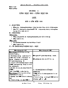 Giáo án Đại Số 9 học kỳ I Năm Học 2008 – 2009 Trường THCS Lạc Sỹ