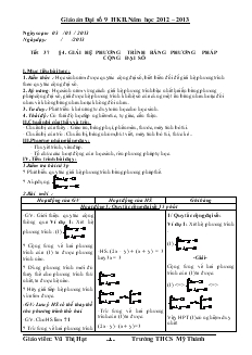 Giáo án Đại số 9 học kỳ II năm học 2012 – 2013