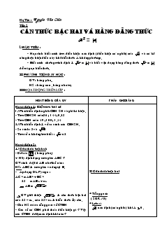 Giáo án Đại số 9 năm học 2008- 2009 - Tiết 2 : Căn thức bậc hai và hằng đẳng thức