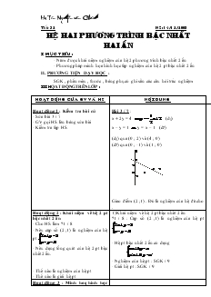 Giáo án Đại số 9 năm học 2008- 2009 - Tiết 32 : Hệ hai phương trình bậc nhất hai ẩn