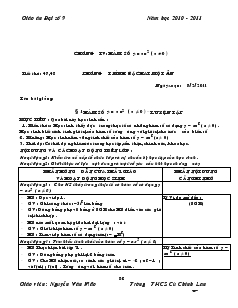 Giáo án Đại số 9 Năm học 2010 - 2011 Trường THCS Cù Chính Lan