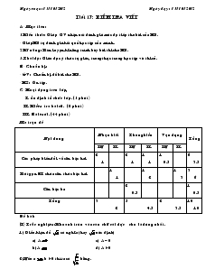 Giáo án Đại số 9 năm học 2011- 2012 - Tiết 17: kiểm tra viết