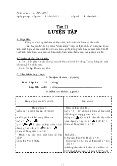 Giáo án Đại số 9 năm học 2011- 2012 Tiết 21 : Luyện Tập