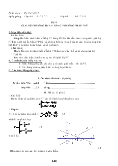 Giáo án Đại số 9 năm học 2011- 2012 Tiết 33 : Giải hệ phương trình bằng phương pháp thế