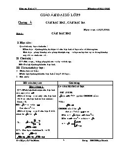 Giáo án Đại số 9 năm học: 2011- 2012