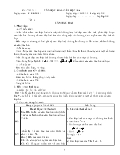 Giáo án Đại số 9 - năm học 2011- 2012