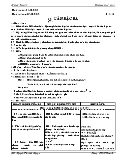 Giáo án Đại số 9 - Tiết 14: Căn bậc ba