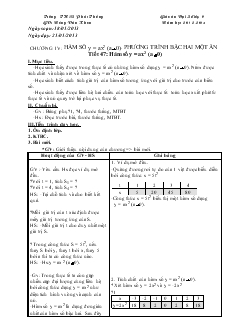 Giáo án Đại số 9 - Tiết 47: Hàm số y = ax2 (a khác 0)