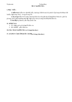 Giáo án Đại số 9 - Tiết 47 : Kiểm Tra