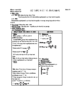 Giáo án Đại số 9 - Tiết 57 : Hệ thức vi ét và ứng dụng