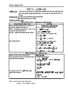 Giáo án đại số 9 Trường THCS Ngô Gia Tự - Tiết 11 : Luyện tập