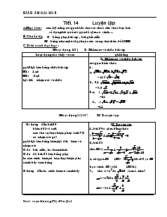 Giáo án đại số 9 Trường THCS Ngô Gia Tự - Tiết 14 : Luyện tập