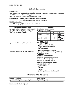 Giáo án đại số 9 Trường THCS Ngô Gia Tự - Tiết 63 : Luyện tập