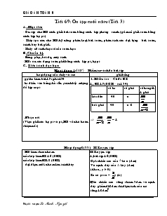 Giáo án đại số 9 Trường THCS Ngô Gia Tự - Tiết 69 : Ôn tập cuối năm (Tiết 3)
