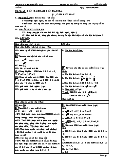 Giáo án Đại số 9 - Trường THCS Nguyễn Huệ chương I Căn bậc hai, căn bậc ba