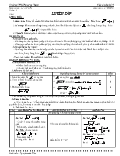 Giáo án Đại số 9 - trường THCS Phương Thịnh - Tuần 2 Tiết 3 : Luyện Tập