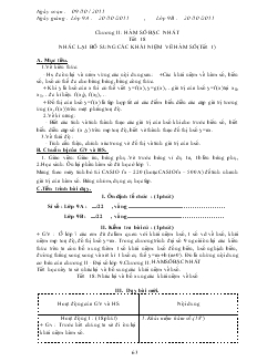 Giáo án Đại số 9 từ tiết 18 đến tiết 22 năm học 2011- 2012