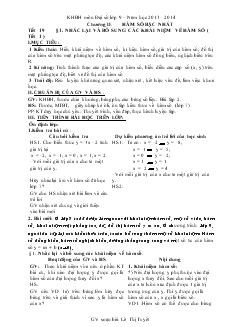 Giáo án Đại số 9 - từ tiết 19 đến tiết 29
