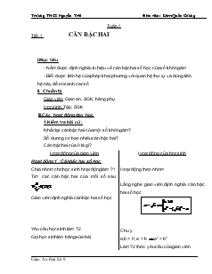 Giáo án Đại số 9 - Tuần 1 Trường THCS Nguyễn Trãi