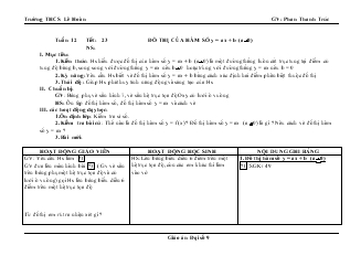 Giáo án Đại số 9 - Tuần 12 Trường THCS Lê Hoàn
