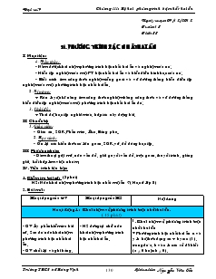 Giáo án Đại số 9 Tuần 18 Trường THCS xã Hàng Vịnh