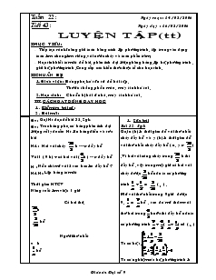 Giáo án Đại số 9 - Tuần 22 - Tiết 43 : Luyện tập(tiếp)