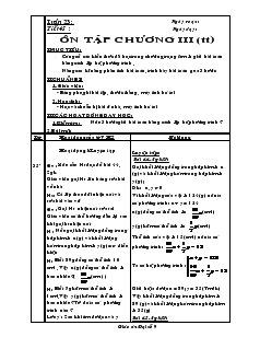 Giáo án Đại số 9 - Tuần 23 - Tiết 45 : Ôn tập chương III (tiếp)