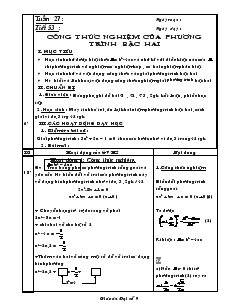 Giáo án Đại số 9 - Tuần 27 - Tiết 53 : Công thức nghiệm của phương trình bậc hai