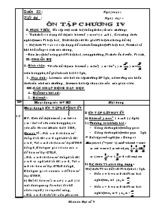 Giáo án Đại số 9 - Tuần 32 - Tiết 64 : Ôn tập chương IV