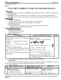 Giáo án Đại số 9 Tuần 40 Trường THCS Mỹ Quang