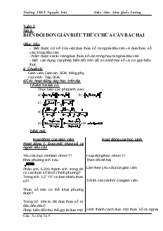 Giáo án Đại số 9 - Tuần 5 Trường THCS Nguyễn Trãi