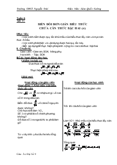 Giáo án Đại số 9 - Tuần 6 Trường THCS Nguyễn Trãi