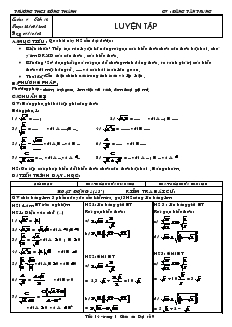 Giáo án Đại số 9 Tuần 7 -  Tiết 14 : Luyện tập