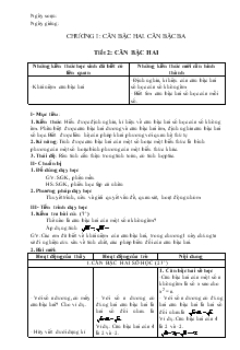 Giáo án Đại số khối 9 - Tiết 2: Căn bậc hai