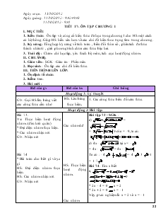 Giáo án Đại số khối 9 -  Tuần 9 - Tiết 17: Ôn tập chương I