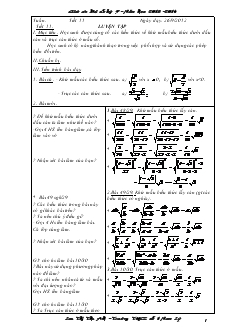 Giáo án Đại số lớp 9 từ tiết 11 đến tiết 20 Năm học 2013 -2014