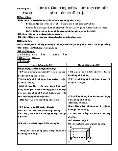 Giáo án Hình học 8 Chương IV : Hình lăng trụ đứng , hình chóp đều
