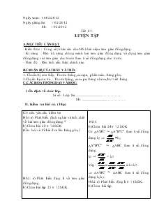 Giáo án Hình học 8 năm học 2011- 2012 Tiết 43: Luyện Tập
