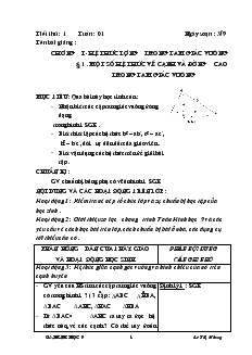 Giáo án Hình học 9 - Chương I - Hệ thức lượng trong tam giác vuông