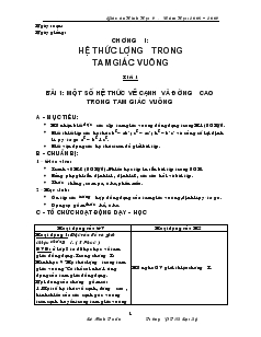 Giáo án Hình Học 9 học kỳ I Năm Học 2008 – 2009 Trường PTCS Lạc Sỹ