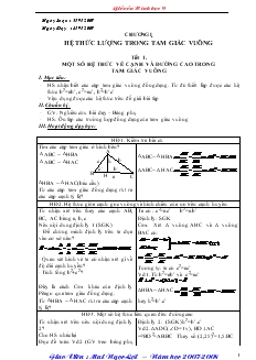 Giáo án Hình học 9 Kỳ I năm học 2007-2008